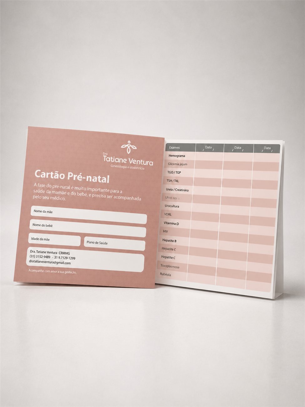 Cartão pré-natal personalizado — Dra. Tatiane Ventura